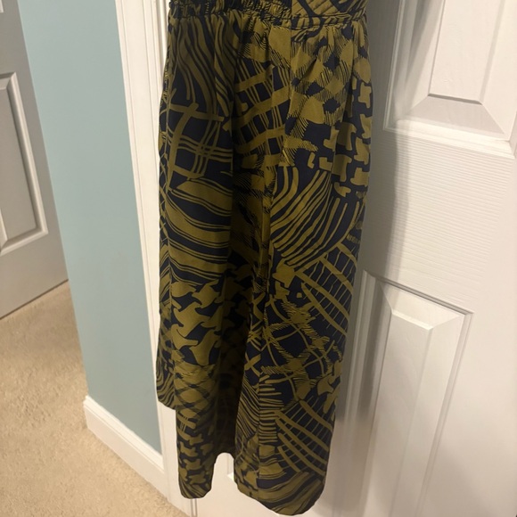 Maple Anthropologie Dress Size 2 Silk Green Navy Sweetheart Geometric Mini Lined - Picture 16 of 16